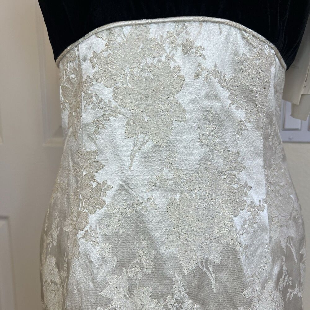 Vtg 80s Jessica McClintock Gunne Sax Evening Gown Cream Brocade Velvet Top 7-8 - Picture 3 of 15